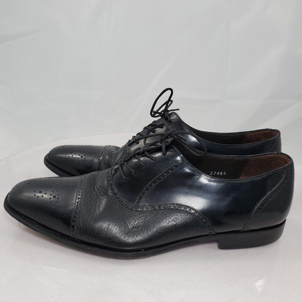 Mezlan 12859 Shoes Men 10.5 M Black Leather Cap Toe Oxford Dress Brogue Byron
